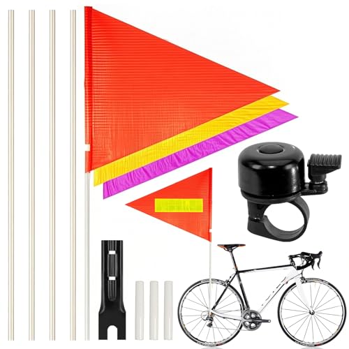 AHEJIOO Fahrradfahne für Kinder, Set mit 3 Fahnen und Klingel, Verstellbare Kinderfahrradfahne, Fahrradwimpel Sicherheitswimpel für Fahrradanhänger 2 Kinderd, Roller Fahrrad Wimpel Fahne AHEJIOO Fahrradfahne für Kinder, Set mit 3 Fahnen und Klingel, Verstellbare Kinderfahrradfahne, Fahrradwimpel Sicherheitswimpel für Fahrradanhänger 2 Kinderd, Roller Fahrrad Wimpel Fahne 