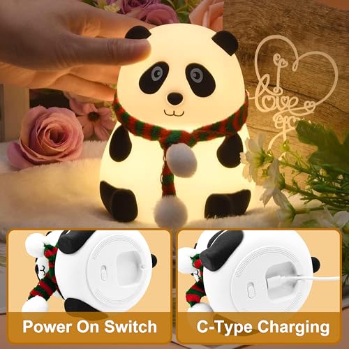 Image of VGRASSP Soft Silicone Panda Night Lamp Toy for Kids - 7 Color LED Changing Rechargeable Squishy Animal Light Gift for Babies and Toddlers - Color As Per Stock