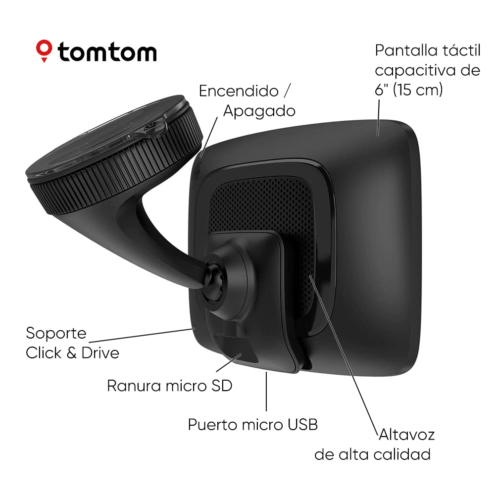 Tomtom GPS para Coche GO Navigator, 6 Pulgadas, información del tráfico en Tiempo Real y Prueba de alertas de radares de tráfico, mapas del Mundo, actualizaciones vía Wi-Fi