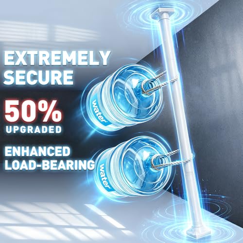 Image of SUNALLY Room Divider Tension Curtain Rod, No Drilling Room Separator for Space Partition, 4-10ft(H) 32-100inch(W) Adjustable Heavy Duty Temporary Wall Divider Floor to Ceiling Tension Rod, White