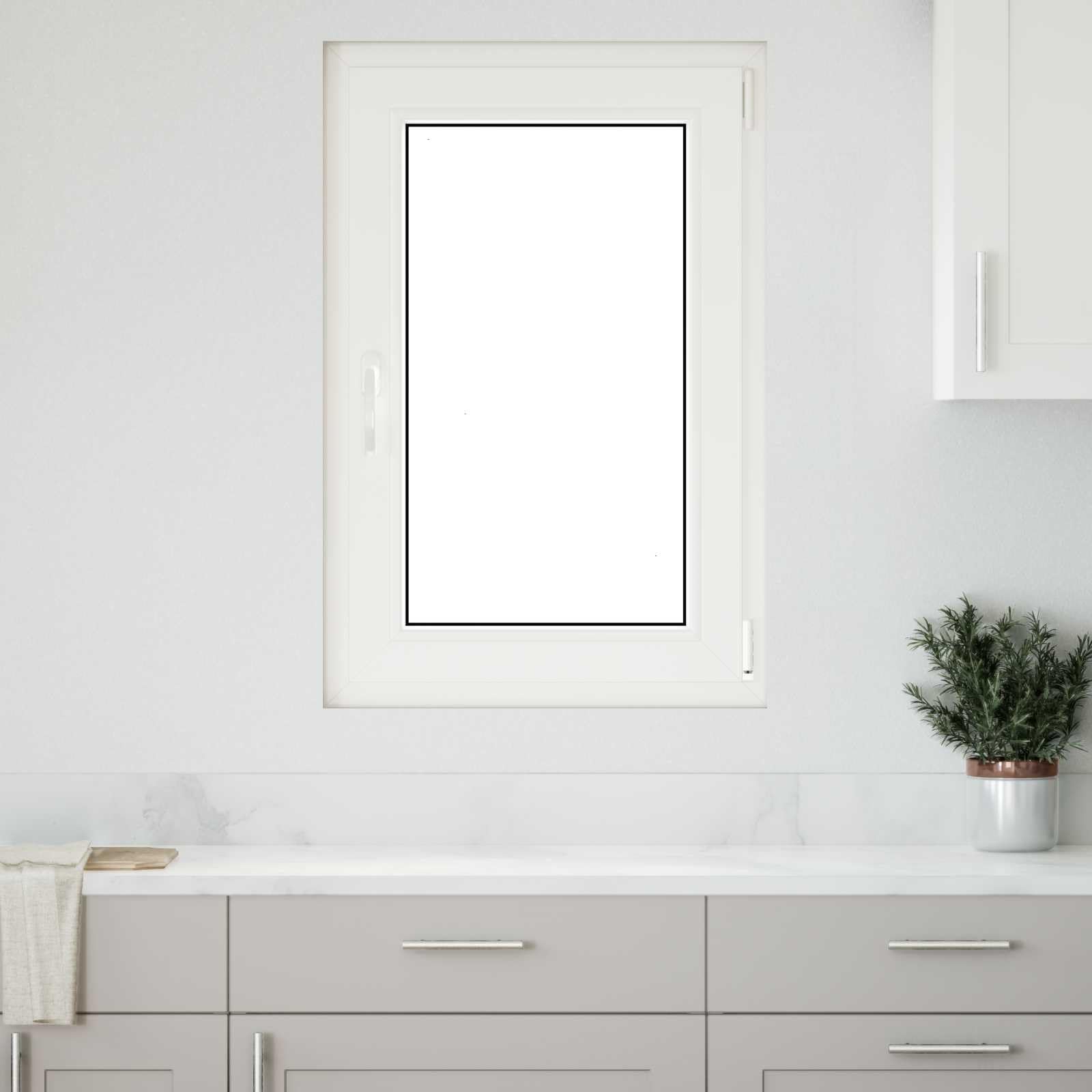 vidaXL Ventana de sótano RISOR 60 x 80 cm PVC y Vidrio Blanco, Sótano, Aislante Térmico Moderno y Duradero para Ventanas Eficientes, Accesorios de Vidrio PVC Aislantes
