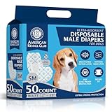 American Kennel Club Male Dog Wrap, Disposable Diapers with Wetness Indicator, Small, 50 Count