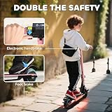 SPORTNOW Electric Scooter for Kids, Foldable E Scooter for Age 6-14 with Dual Brakes, Up to 14 KM/H, Maximum Range 6 KM, 6.8kg Lightweight, Front Suspension, LED Colourful Lights, Pink - Image 9