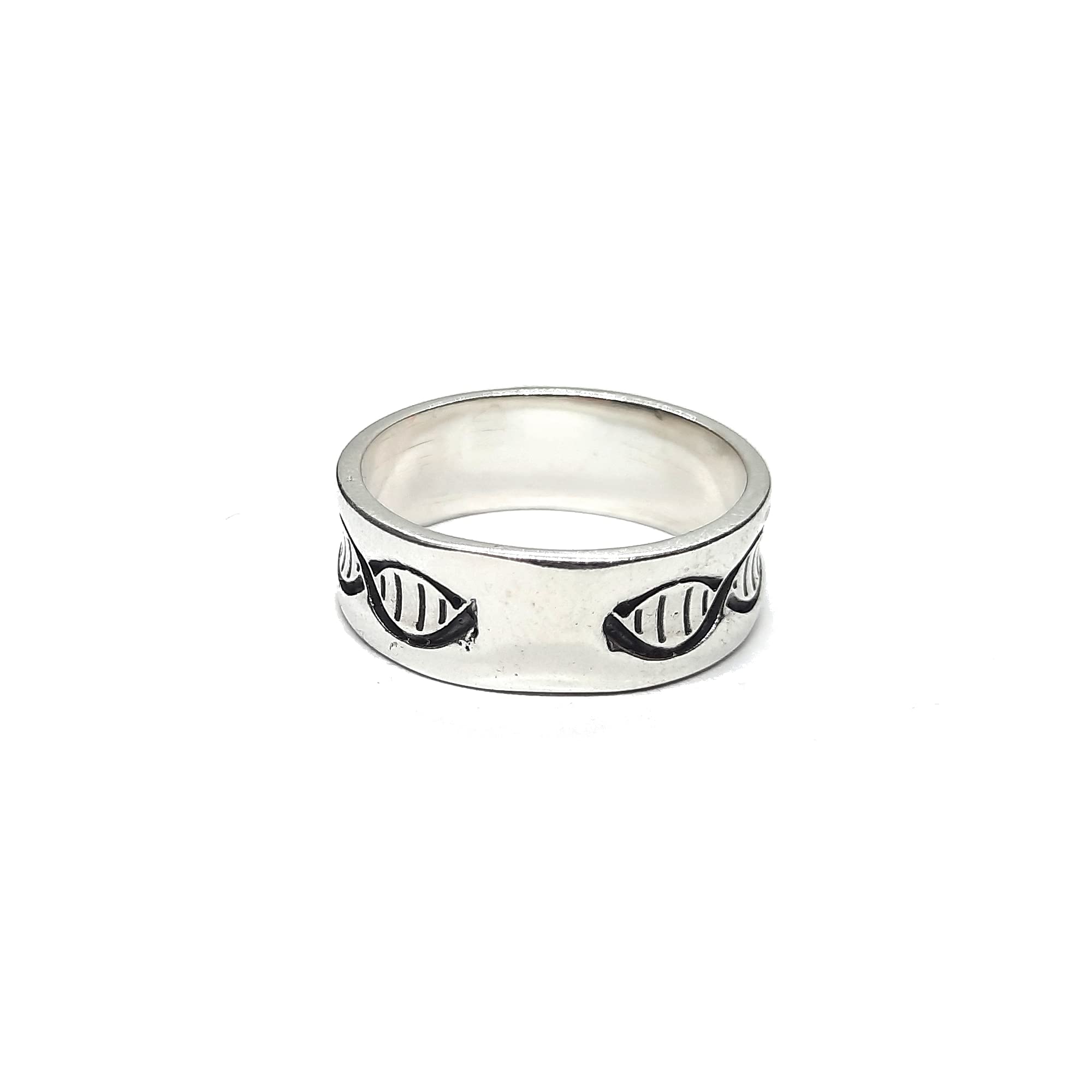 Élégante Bague en Argent Sterling Véritable Solide Estampillé 925 Anneau DNA