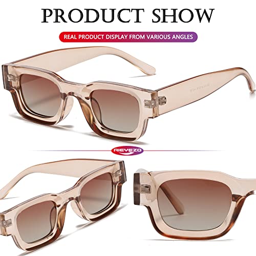 Image of AIEYEZO Modern Thick Rectangle Sunglasses for Women Men 90s Retro Chunky Square Polarized Sun Glasses UV400 Protection
