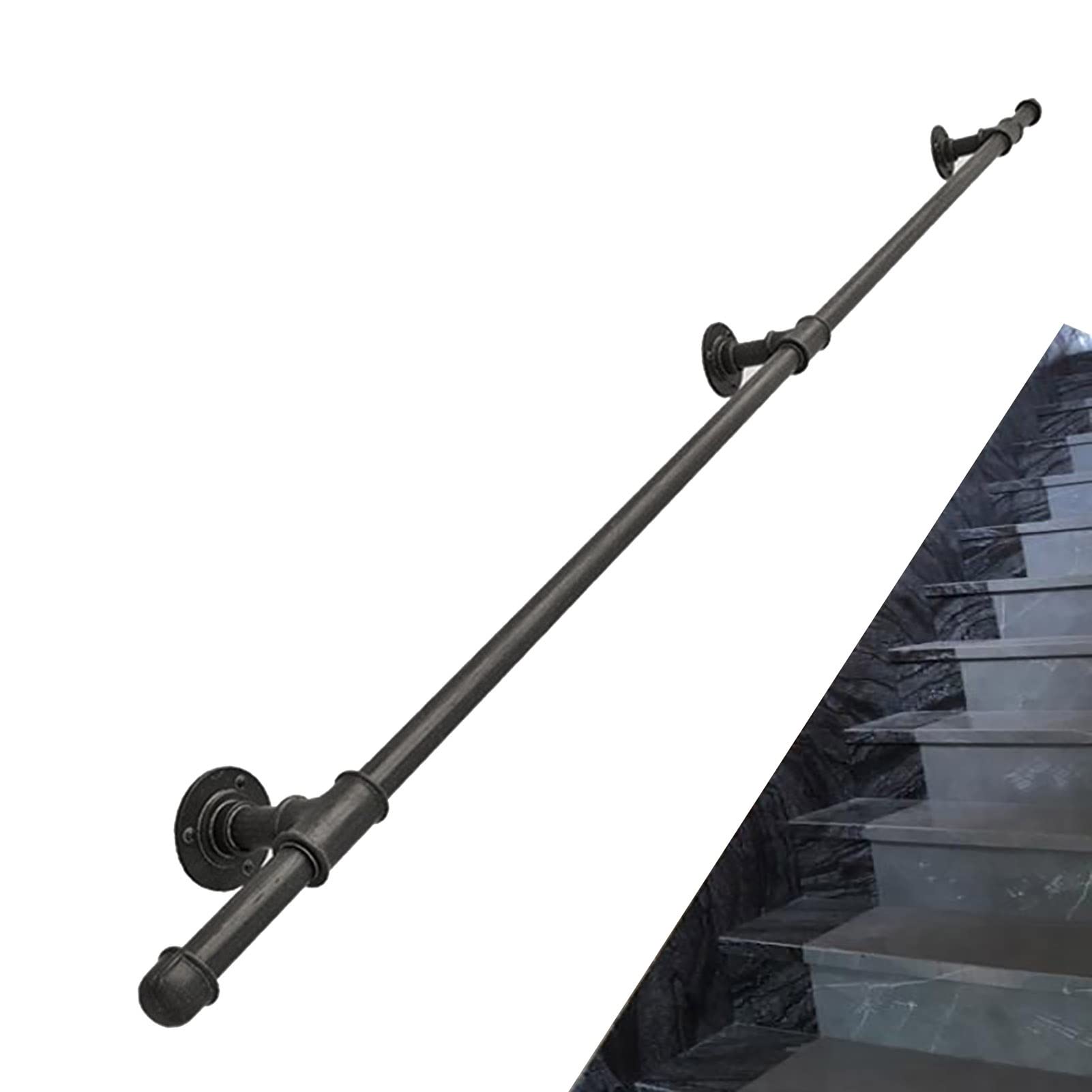 Main courante en fer forgé de 3m pour sécuriser l'escalier intérieur de votre maison familiale