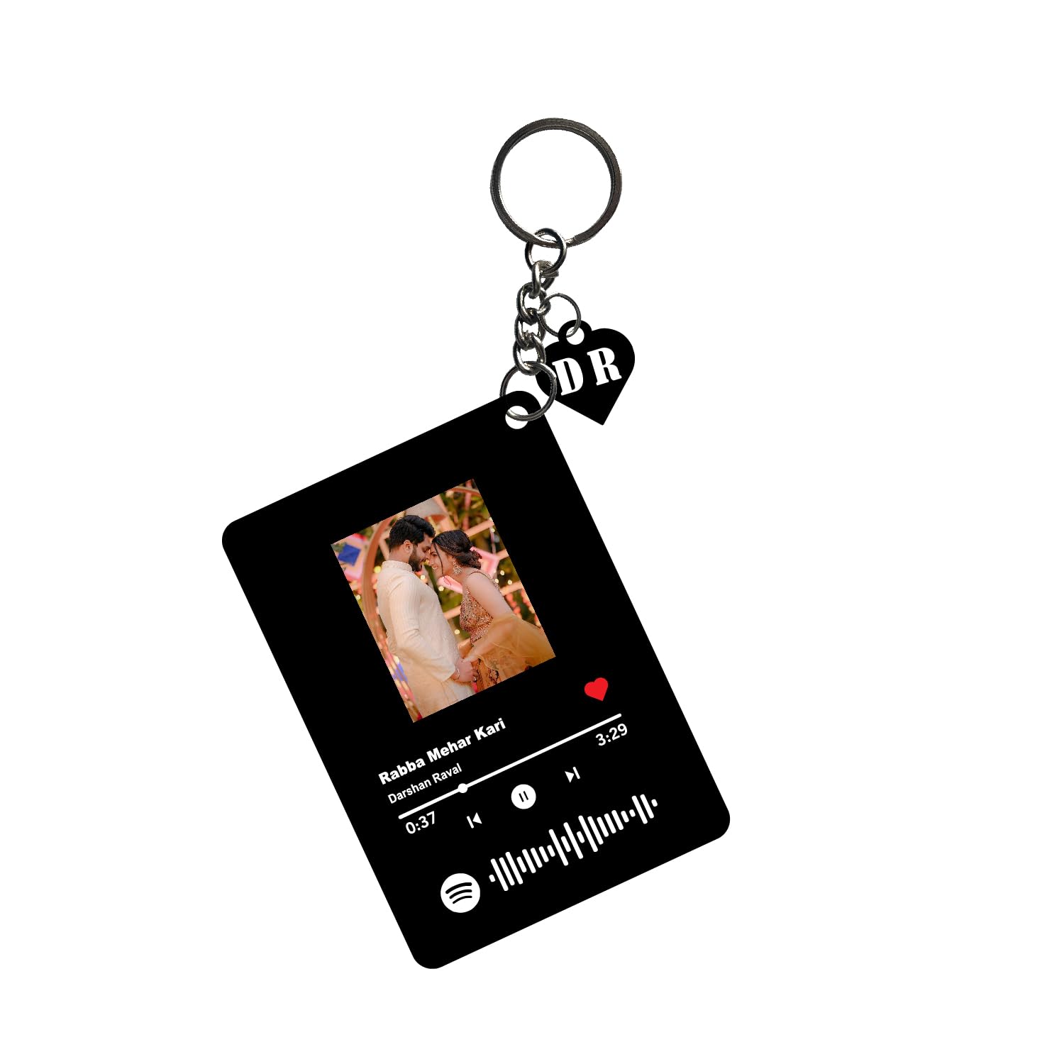 customised spotify keychain | double pendant ring | personalised song photo,name and initial gift