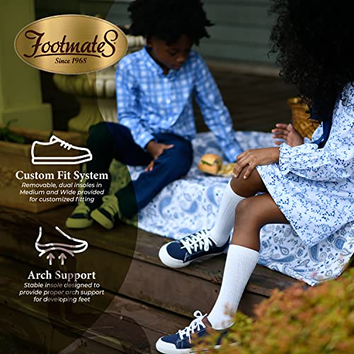 FOOTMATES Taylor Lace-Up Canvas Flats Boys and Girls Shoes - Tennis Sneakers with Wide Toe Box, Custom-Fit Insoles, Vulcanized Outsoles - for Toddlers and Little Kids, Ages 1-82