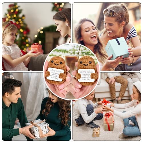 2er Pack Positive Potato Pocket Hug Geschenk, DealKits Lustige Plüschtiere Strickwolle Positive Kartoffel Puppe, Mutmacher Glückbringer für Kinder, Freundinnen, Familie, Frauen