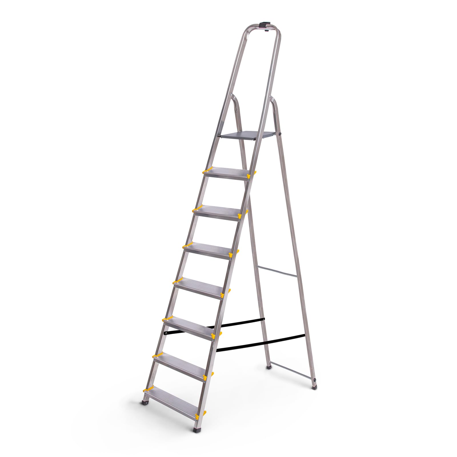 HOSTRÖM Escalera de 8 peldaños Dura Plegable, Taburete Ligero de Aluminio, Altura de Plataforma 162 cm, pies Antideslizantes, Carga 150 kg, garantía 5 años.