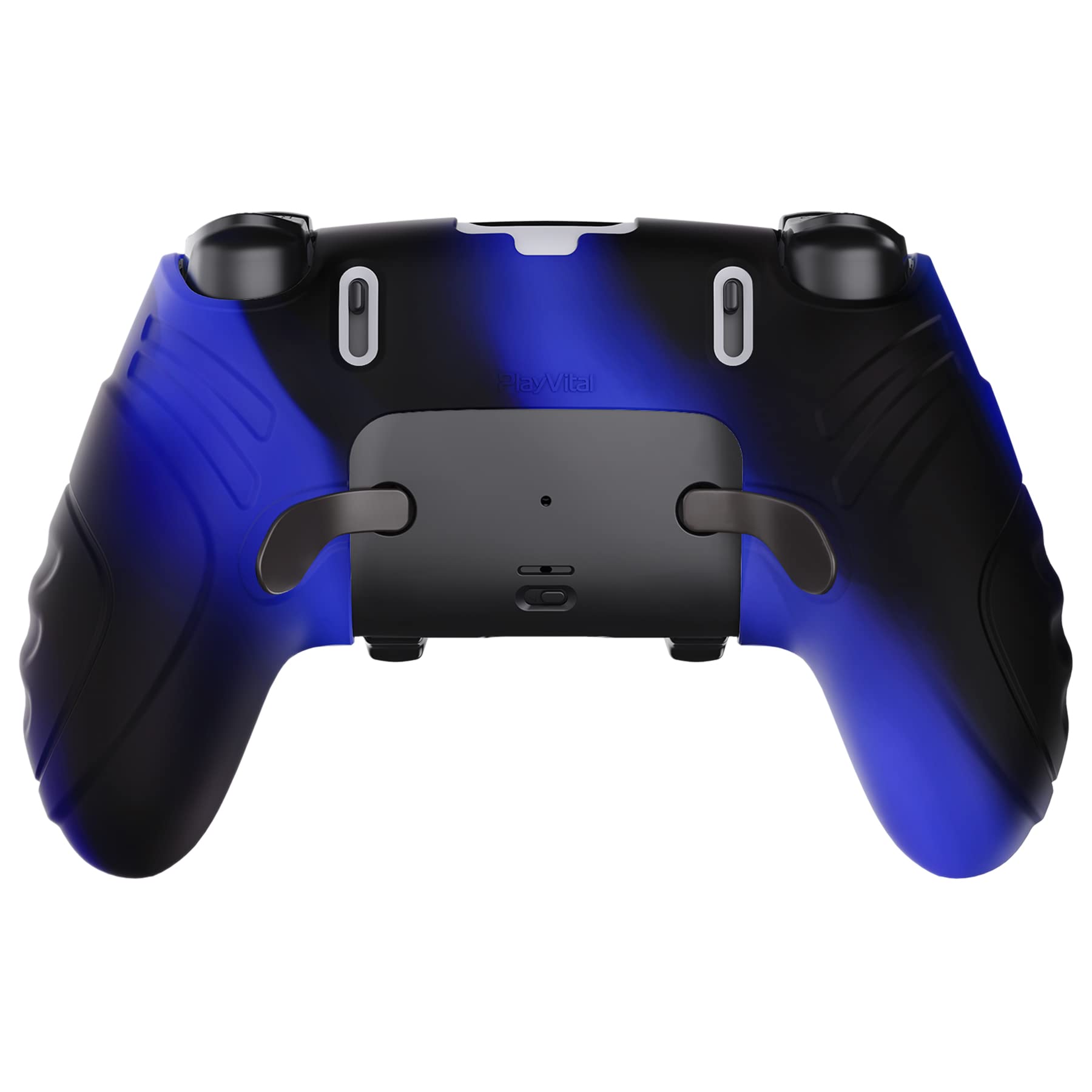PlayVital Skórki do PS5 Edge, Miękkie Silikonowe Ergonomiczne Ochronne, Nakładki Kciuki - Niebieski & Czarny (Guardian Edition)