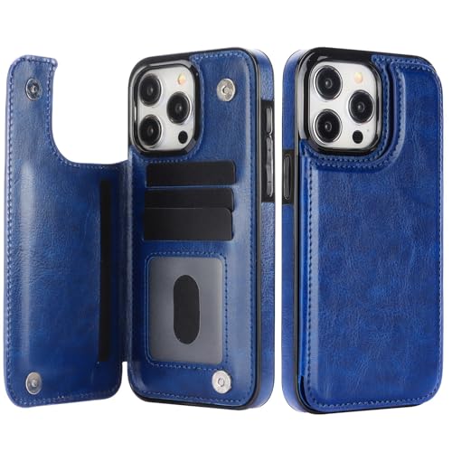 Étui iPhone 17 Pro Max bleu anti-rayures avec étui en silicone en cuir
