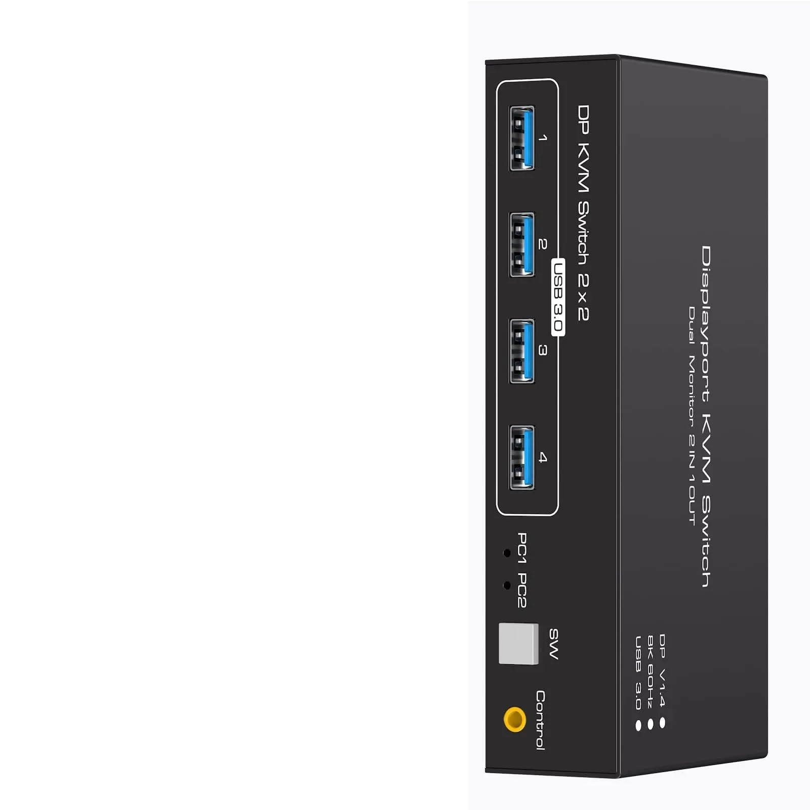 KVM Switch 2 Monitor 2 Computer 8K @60Hz 4K @120Hz Dual Monitor 2 In 2 Out USB 3.0 KVM Switch Share 4 dispositivi USB (con spina USA)