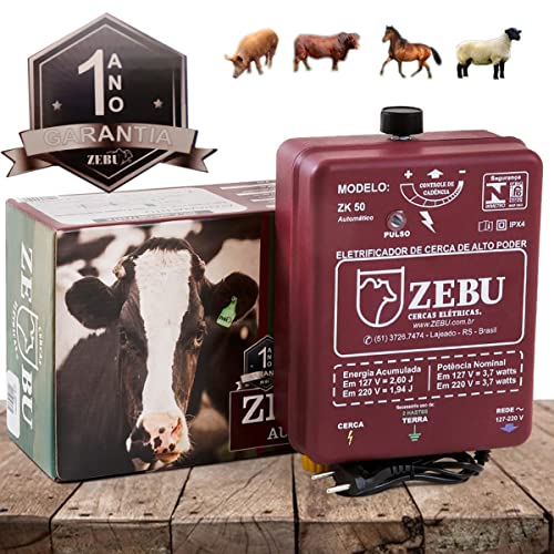 Eletrificador De Cerca Elétrica Rural Zebu ZK50 Bivolt Vermelho