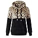 Felpa Hoodie Maglione Felpa da Donna con Cappuccio Felpa con Stampa Leopardata Cucitura Calda Tasca in Cotone Cappotto da Donna Streetwear Felpa con Cappuccio in Peluche-Nero_3XL