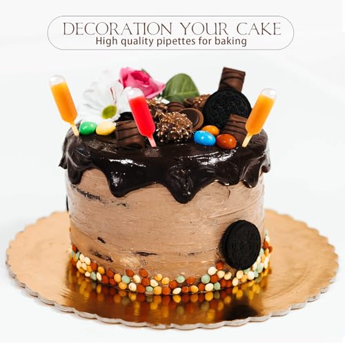 Image of Teenitor Cupcake Pipettes, 60Pcs 4ml Alcohol Infuser Plastic Pipettes Dropper Squeeze Dropper Disposable Mini Flavor Liquor Infuser for Chocolate Strawberries Cupcakes