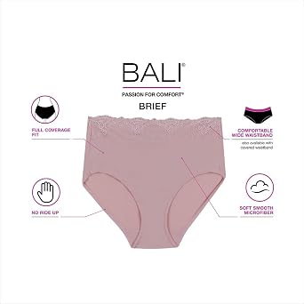 Bali Women's Brief Underwear, Passion For Comfort Women's Panties, Seamless Brief Underwear for Women