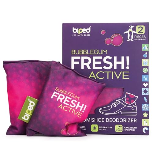 biped FRESH! ACTIVE – Déodorant pour chaussures avec charbon actif de bambou – coussin parfumé ou version PURE sans huile – contre la transpiration et les mauvaises odeurs z2926(BUBBLEGUM)