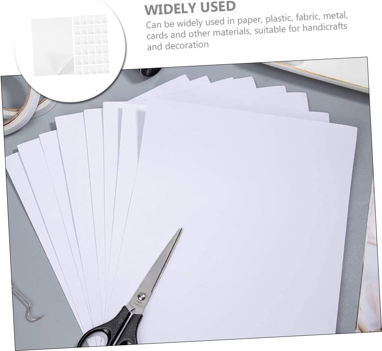 TEHAUX 100sheets Writable Printable Paper Adhesive Sticker Label Paper for Printer Easy Peel Adhesive