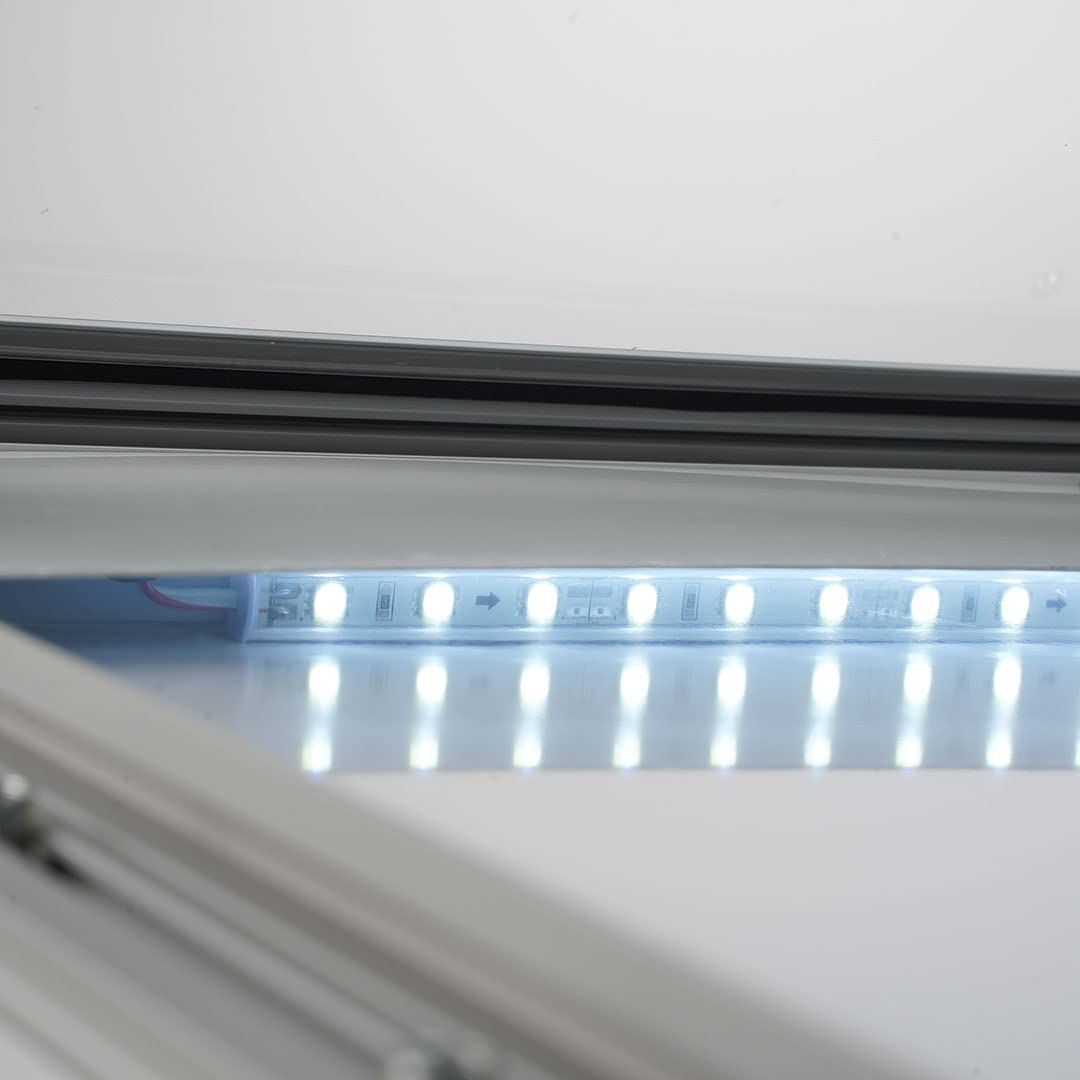 Danieli - Porta Menu da Esterno 2xA4 Luminoso - Bacheca Menu a Leggio - Espositore da Terra Portamenu Magnetico, Scrivibile con Pannello Personalizzabile e Serratura, 2 Chiavi Incluse (2 x A4 LED)