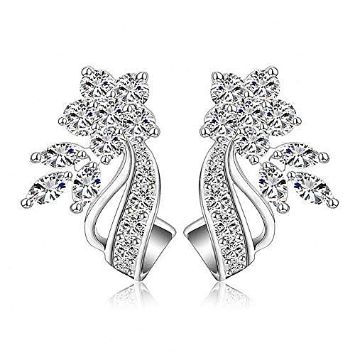 Preisvergleich Produktbild Damen Strass Ohrringe Silber Bunt Gold Ohrstecker Geschenk Ohrschmuck (Silber)