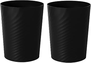 UUJOLY Plastic Small Trash Can Wastebasket, Garbage Container Basket for Bathrooms, Laundry Room, Kitchens, Offices, Kids Rooms, Dorms, (Black, 1.8 Gallon/2 Pack)