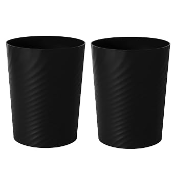 Plastic Small Bathroom Trash Can Wastebasket Garbage Can, Black, 2 Pack