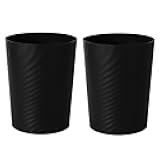 UUJOLY Plastic Small Trash Can Wastebasket, Garbage Container Basket for Bathrooms, Laundry Room, Kitchens, Offices, Kids Rooms, Dorms, (Black, 1.8 Gallon/2 Pack)