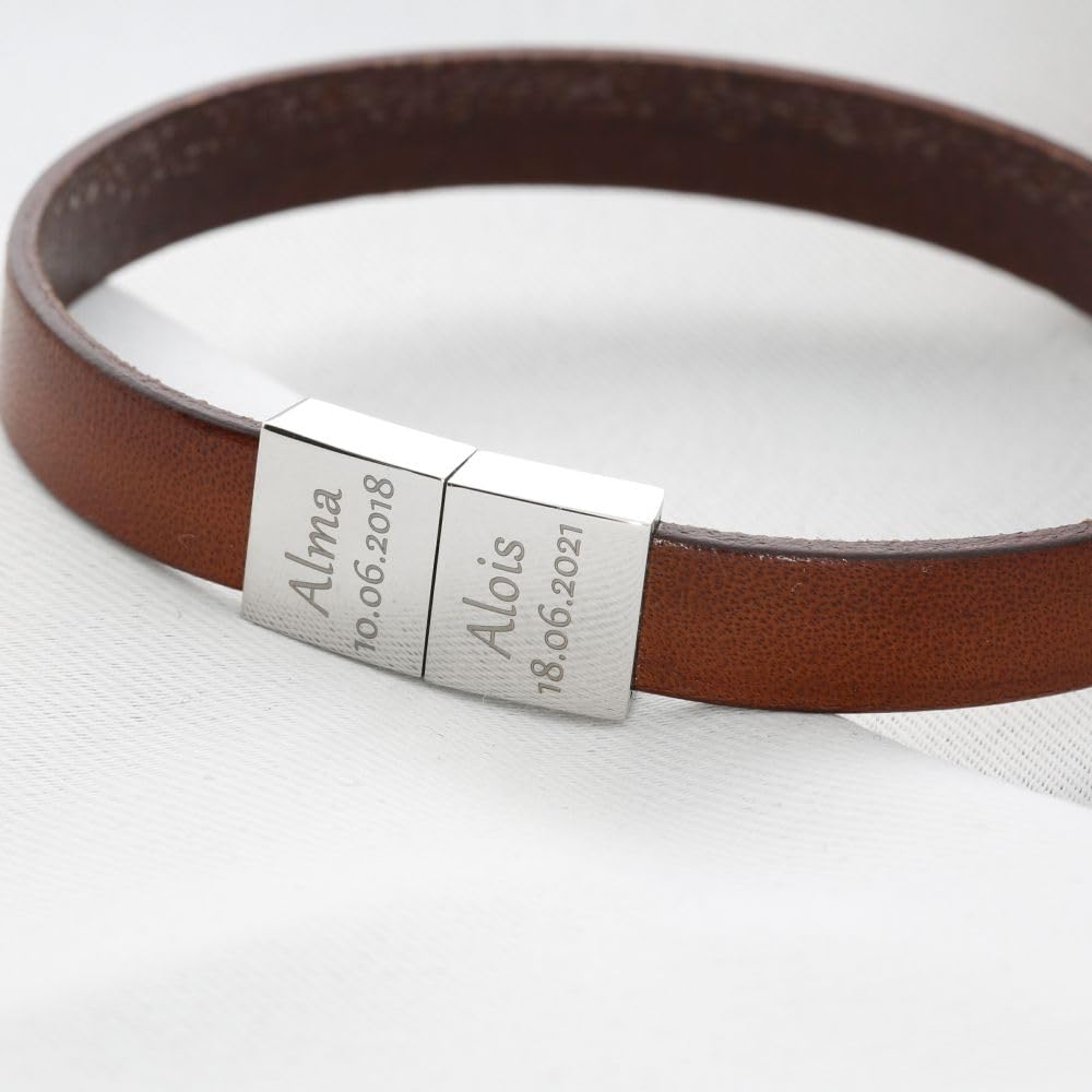 Namensarmband Leder Herren Lederarmband Koordinaten oder Spruch Armband mit Gravur Männer Herrenschmuck Gravur Männerschmuck | HANDMADE IN GERMANY