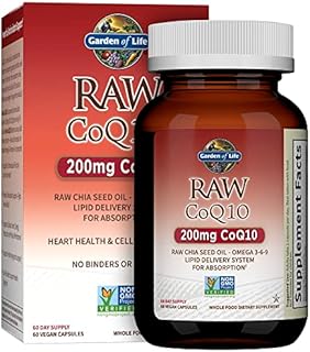 Garden of Life Vegetarian Omega 3 6 9 Supplement - Raw CoQ10 Chia Seed Oil Whole Food Nutrition with Antioxidant Support, 60 Capsules