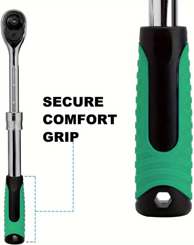 72T Ratchet Wrench Set 3-PC - 1/4" 3/8" 1/2" Drive Quick Release Reversible Socket Wrench with Extendable Handle for Auto Repair & DIY