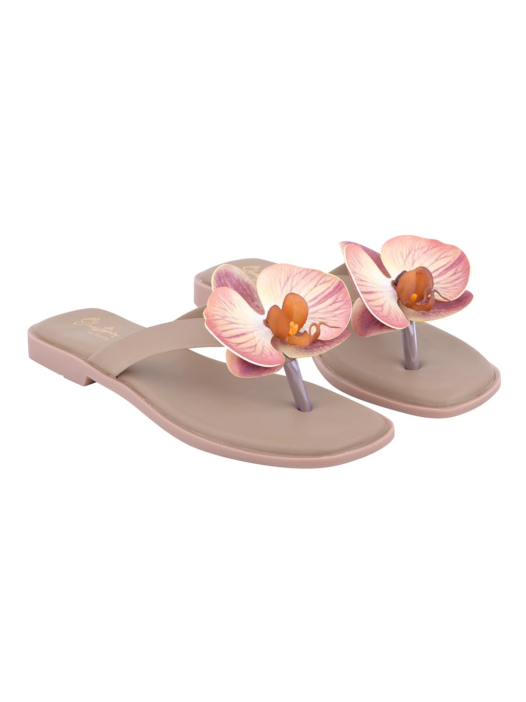 shoetopia Women's Floral Embellished Flat Sandals | Stylish Open Toe Slip-On Flats | Comfortable Cushioned Footbed | Casual, Ethnic & Festive-picture-35