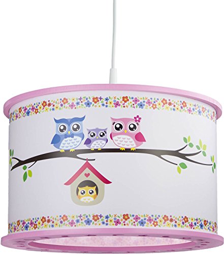 Preisvergleich Produktbild Elobra Hängelampe 25 / 40 'Eulenfamilie', rosa 131183