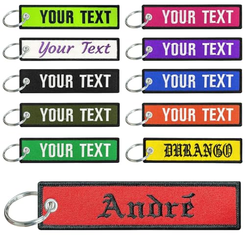 Porte-clés Personnalisé Double Face Broderie Prénom – Cadeau Brodé Accessoires pour Clés de Voiture Moto Vélo Maison– Cadeau Original Personnalisable pour Hommes et Femmes