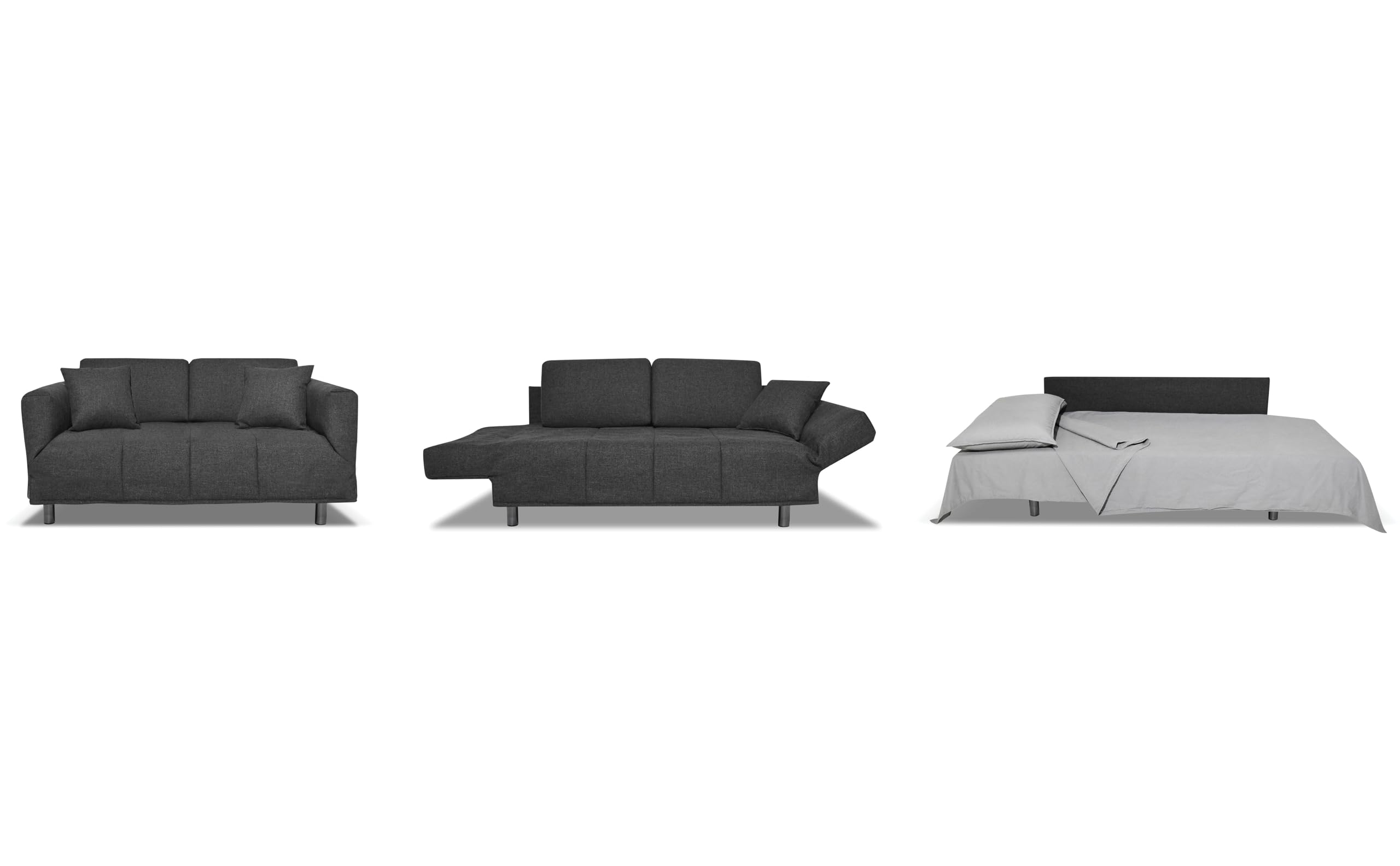 Nuvole di Sonno - Divano Letto Levis trasformabile in Letto con Materasso Comfort, Design Moderno Salvaspazio, Rivestimento Sfoderabile, 2 Cuscini in Omaggio, Made in Italy (Nero)