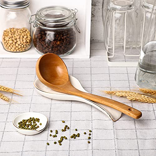 Image of Patelai Ceramic Spoon Rest Spoon Holder Stovetop for Kitchen Stove Coffee Bar Accessories Christmas Gift(White with Gold Brim,Classic Style)