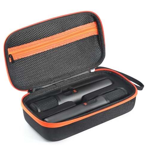 XBERSTAR Microphone Case for JBL Partybox Encore, Portable Organizer, Dual Mic Travel Case, Battery Version