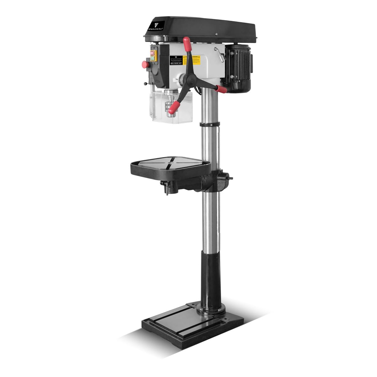 STAHLWERK Säulenbohrmaschine 1500 W – Bohrdurchmesser Ø 5-20 mm, 150-2.450 U/min, präzise Standbohrmaschine für Heimwerker und Metallbauer, robuster Bohrtisch und Metallfuß für stabilen Stand