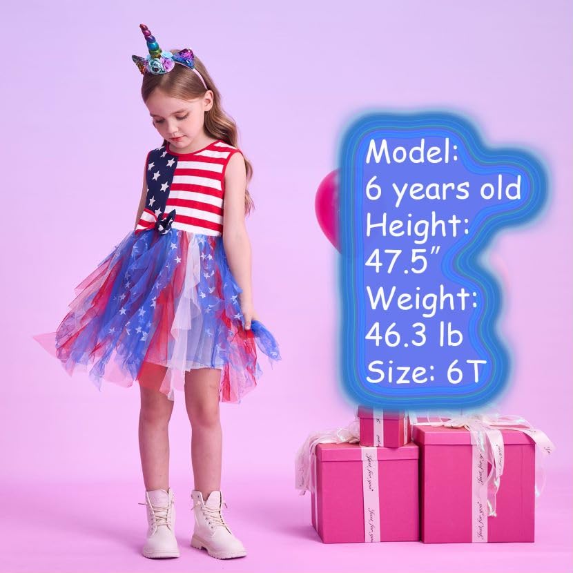 VIKITA Girls Dresses Summer 4th of July Party Blue Tutu Dress for 2-12 Years Kids2