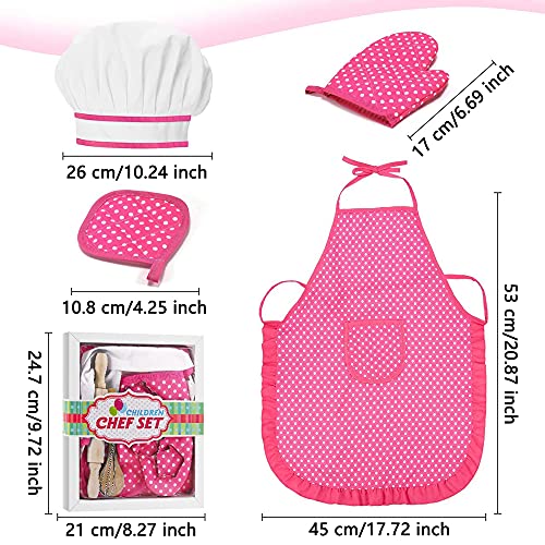 12 Stücke Kinder Chef Set, Kochbackset Kinder, Chef Role Play Set, Spielküche Kochset, Inklusive Schürze, Kochmütze… – Bild 4