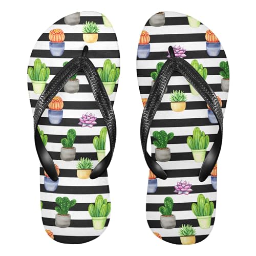 Burbuja Cacti Succulents Flip Flops for Women Men, Soft Thong Sandals Rubber Slippers for Pool Beach Essentials