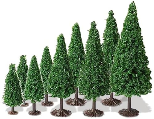 Model Cedar Trees 10Pcs Train Scenery Landscape Pine Miniature Diorama Trees Mixed Model For Road Architecture Building Diy Decoration Gift (10) #TOP3