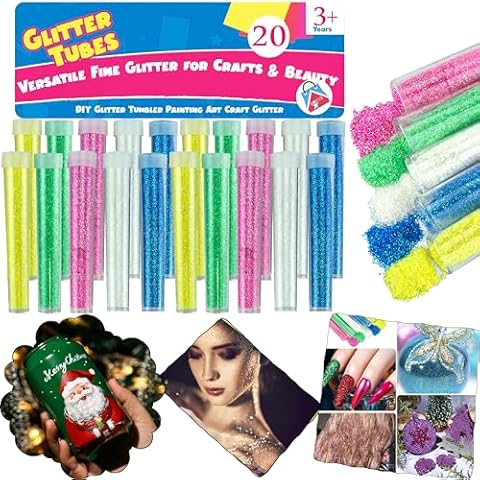 20Pcs Non-Toxic Glitter for Crafts Cover