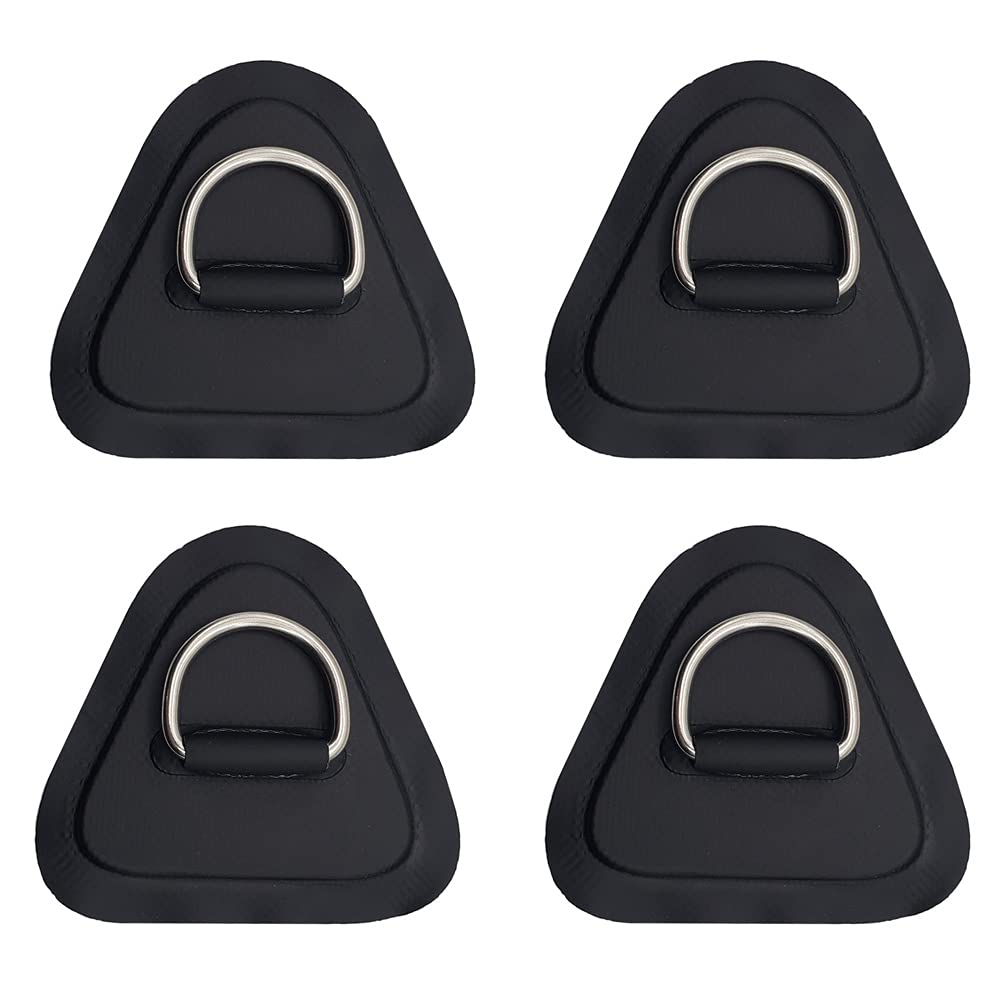 4 Pieces Pad/Patch D Rings for PVC Inflatable Boat Canoe Raft Stainless Steel D-Ring Dinghy Kayak Surfboard Paddle Board black