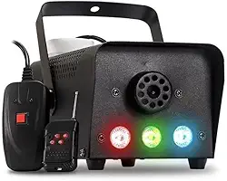 Máquina de Fumaça 600W com 3 LEDs RGBW, Controle Remoto Sem Fio, 110V