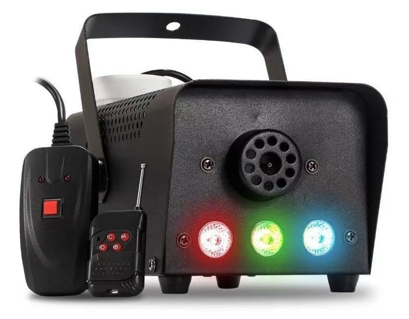 Máquina de Fumaça 600W com 3 LEDs RGBW, Controle Remoto Sem Fio, 110V