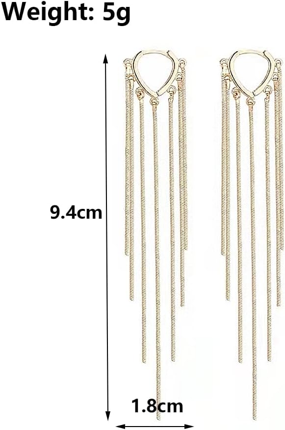 14K Gold Long Tassel Drop Dangle Earrings for Women Shining Chandelier Fringe Hoop Earrings Classic Valentine's Day Anniversary Jewelry Gifts - Image 3