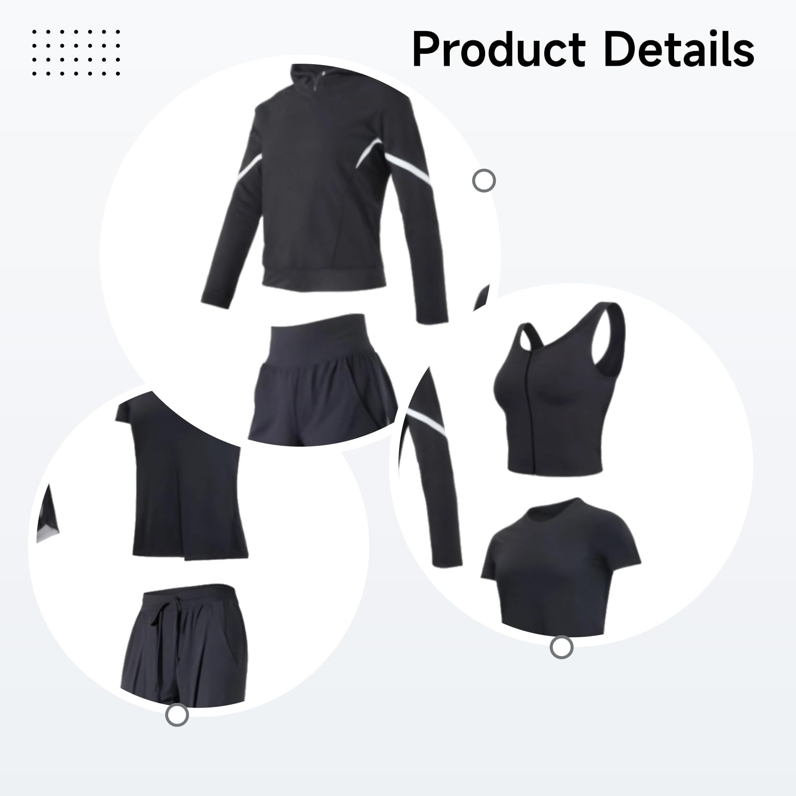 Generisch Workout-Set für Damen, 6-teiliges Sportbekleidungsset in Lila, mit Hoodie, Tanktop, T-Shirt, Shorts, Hose und Leggings, Polyester-Spandex-Mix, atmungsaktiv, Größen S bis XXL