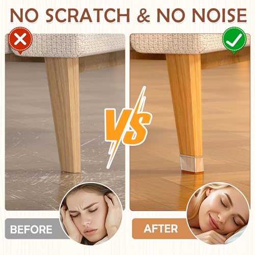 Image of 16 Pcs Silicone Chair Leg Protectors with Felt Bottom, Non-Slip Floor Protectors for Square Legs (1.02-1.5 Inch), Furniture Pads for Hardwood Floors, Dining Chairs, Bar Stools, Office Chairs