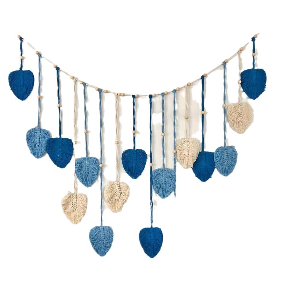 CTRLZS Woven Leaves Macrame Wall Hanging Ornament, Handmade Woven Art Wall Tapestry Home Decoration for Bedroom Living Room C